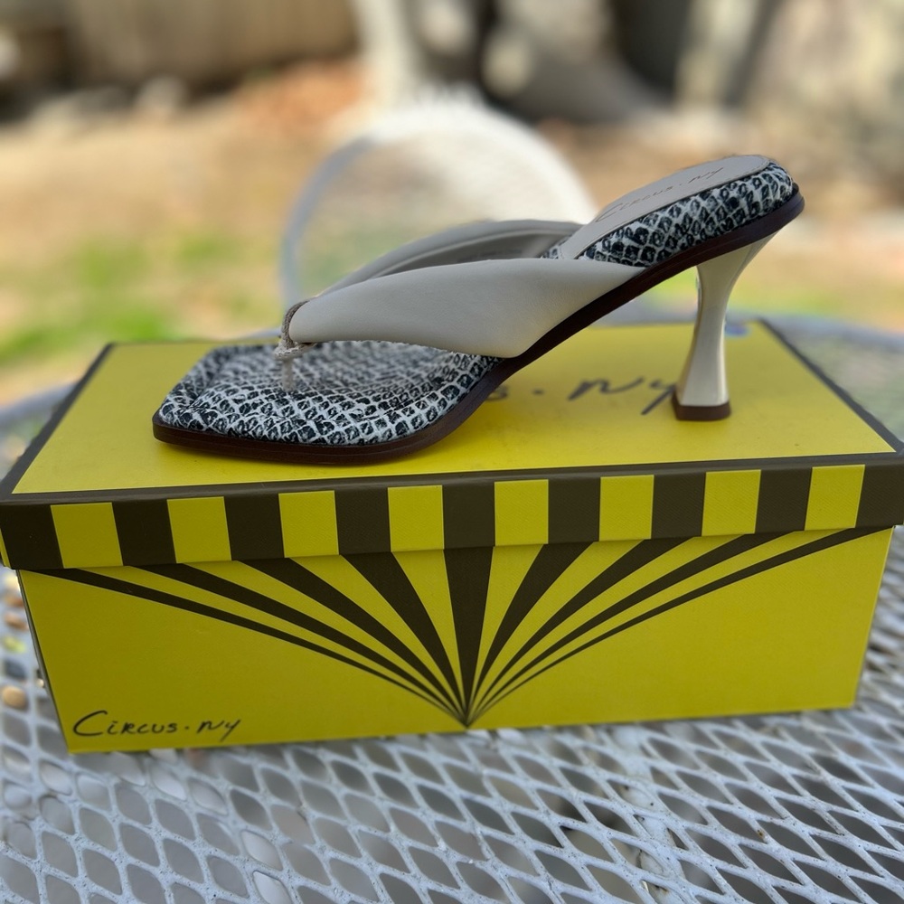 Chic Cream and Black Heeled Sandals by Circus NY